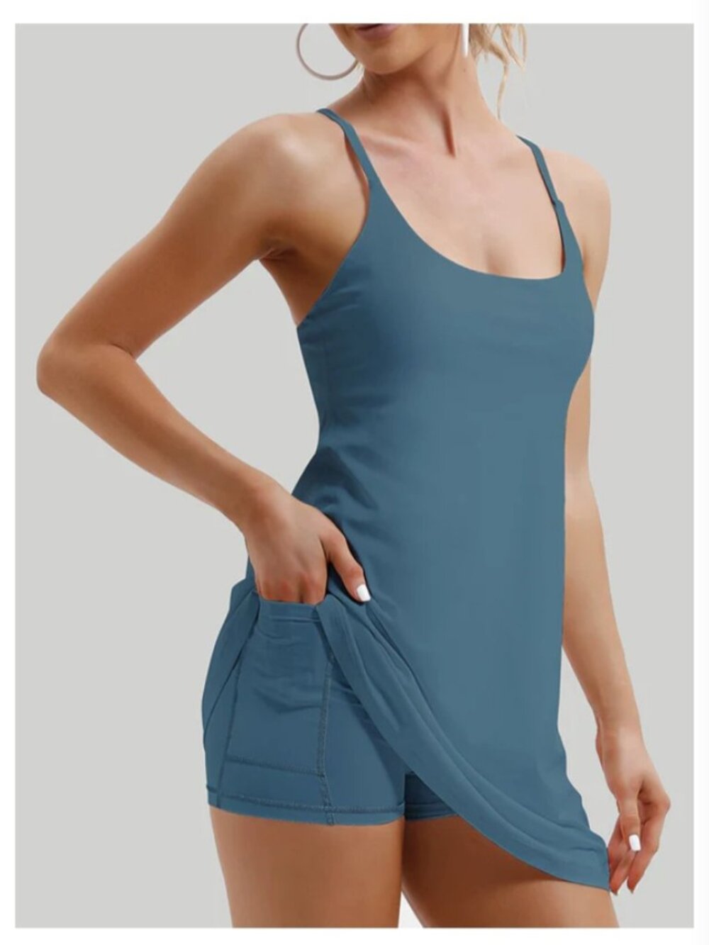 IUGA TENNIS DRESS WITH BUILT-IN BRA & SHORTS BLUE SIZE SMALL